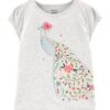 camiseta carter's infantil para niña con diseño de pavo real floral