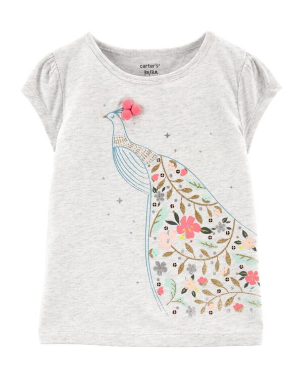 camiseta carter's infantil para niña con diseño de pavo real floral
