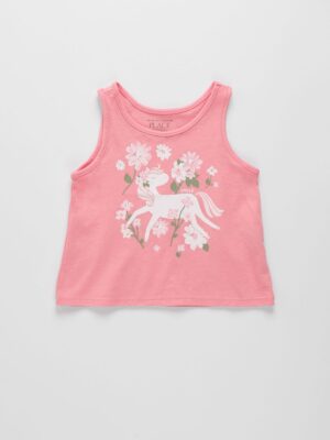 blusa rosa de unicornio y flores para niña