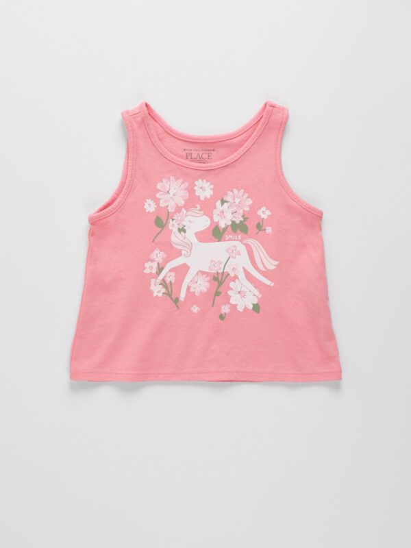 blusa rosa de unicornio y flores para niña